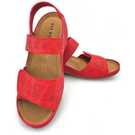 Dámské kožené elegantné sandály červené s anatomickou stélkou