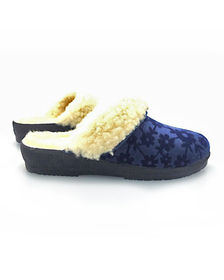 dámske papuče zateplené ovčou vlnou modré