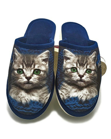 Pohodlné pantofle kočka modré