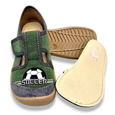 BAREFOOT Detské papuče zelené SOCCER