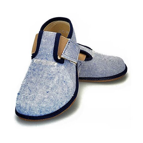 BAREFOOT Dětské bačkůrky modré riflové