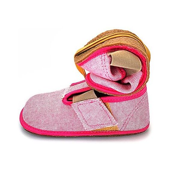 BAREFOOT Dětské růžové bačkůrky riflové