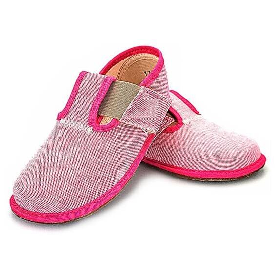 BAREFOOT Dětské růžové bačkůrky riflové