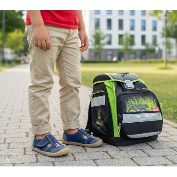 BAREFOOT Detské papuče modré , motorka